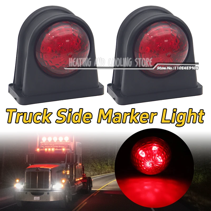 2Pcs 12V/24V Double Hands Red LED Side Marker Turn Light Signal Lamp Waterproof Safety Warning Light for Car Truck Lorry