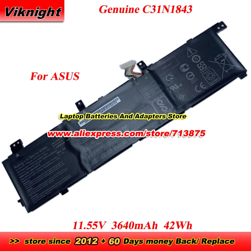 

Genuine C31N1843 Battery 3ICP5/58/78 0B200-03430000 for Asus VivoBook S14 S432FA S15 S532FL X432FA X532FA X532FL 11.55V 42Wh
