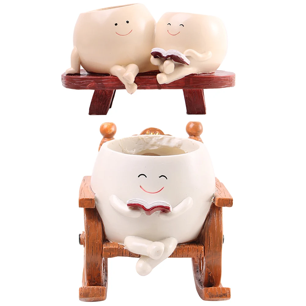 

Цветочный горшок с улыбкой на лице, креативный милый цветочный горшок с головой, декоративный цветочный горшок, кресло-качалка, кофе/скамейка для чтения, горшки из сочной смолы