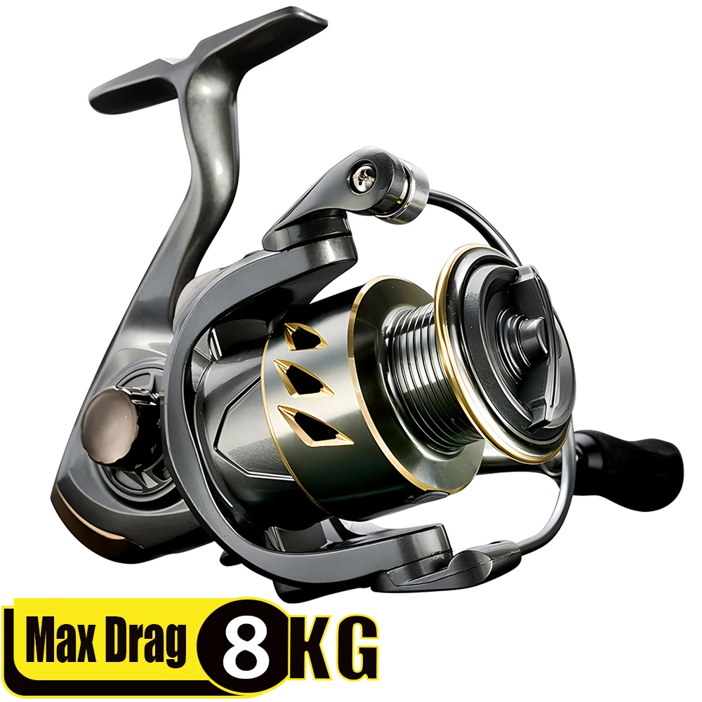 Sea Metal Spool Fishing Reel 5.2:1 MAX Drag Power 17lbs Fish Alarm Spinning Reels Anti-corrosive for All Waters 2000-7000 Series