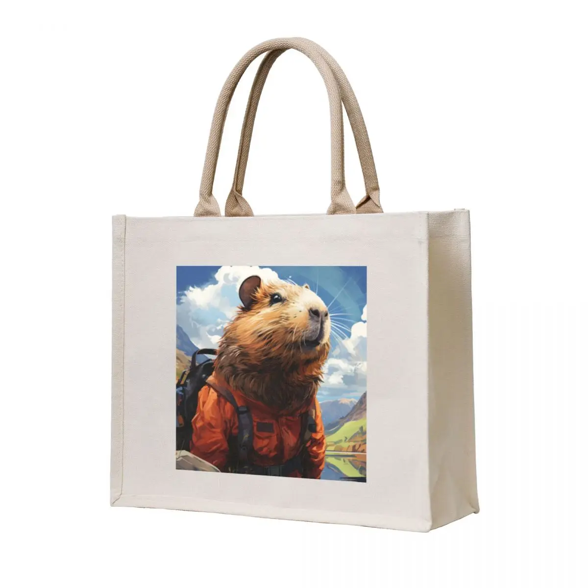 

Capybara, Hiking Capybara, Capybara in Nature, Capybara Hiking Tote Bag reusable grocery bags Large bags for women Canvas bag