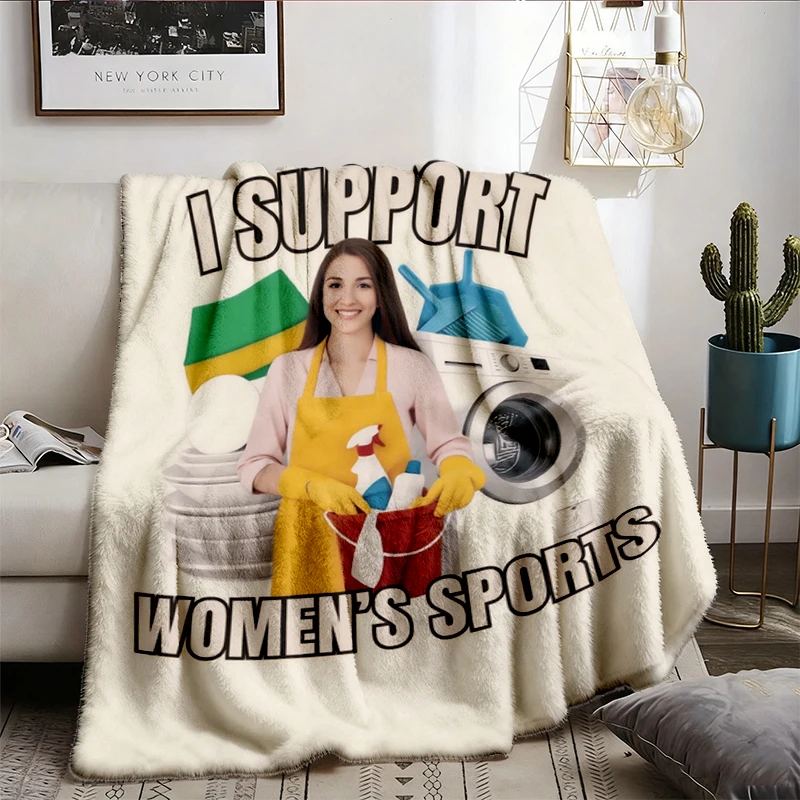 I Support Sports Funny Flannel Blanket for Wife, Offensive Sarcastic Humor Flannel Throw for Women, Gag Gifts