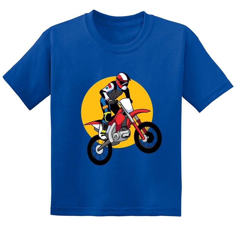 Motorcycle Motocross Rider Print Cool Kids T shirt Summer Fashion Casual Children Boys Clothes Baby Girls Short Sleeve T-Shirts