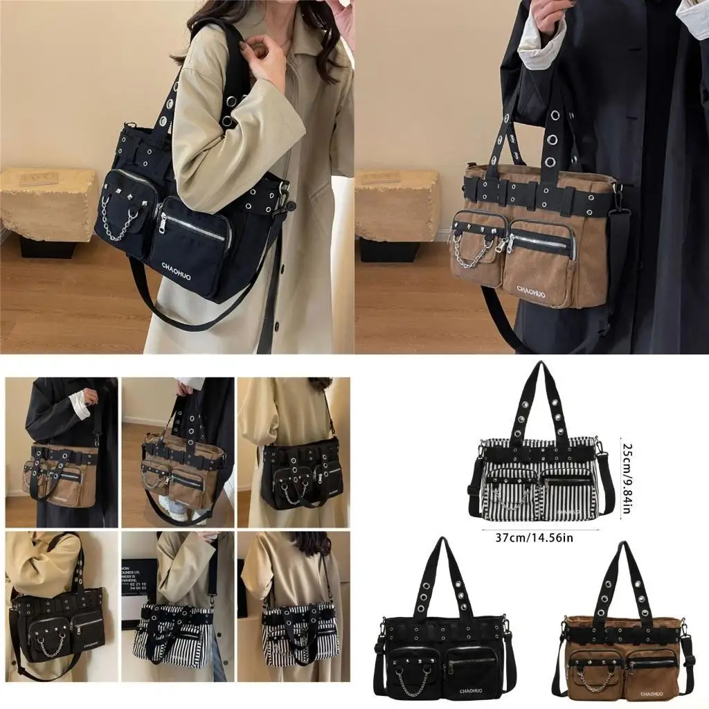 

X90D стильная женская сумка с заклепками большой емкости через плечо сумка для покупок