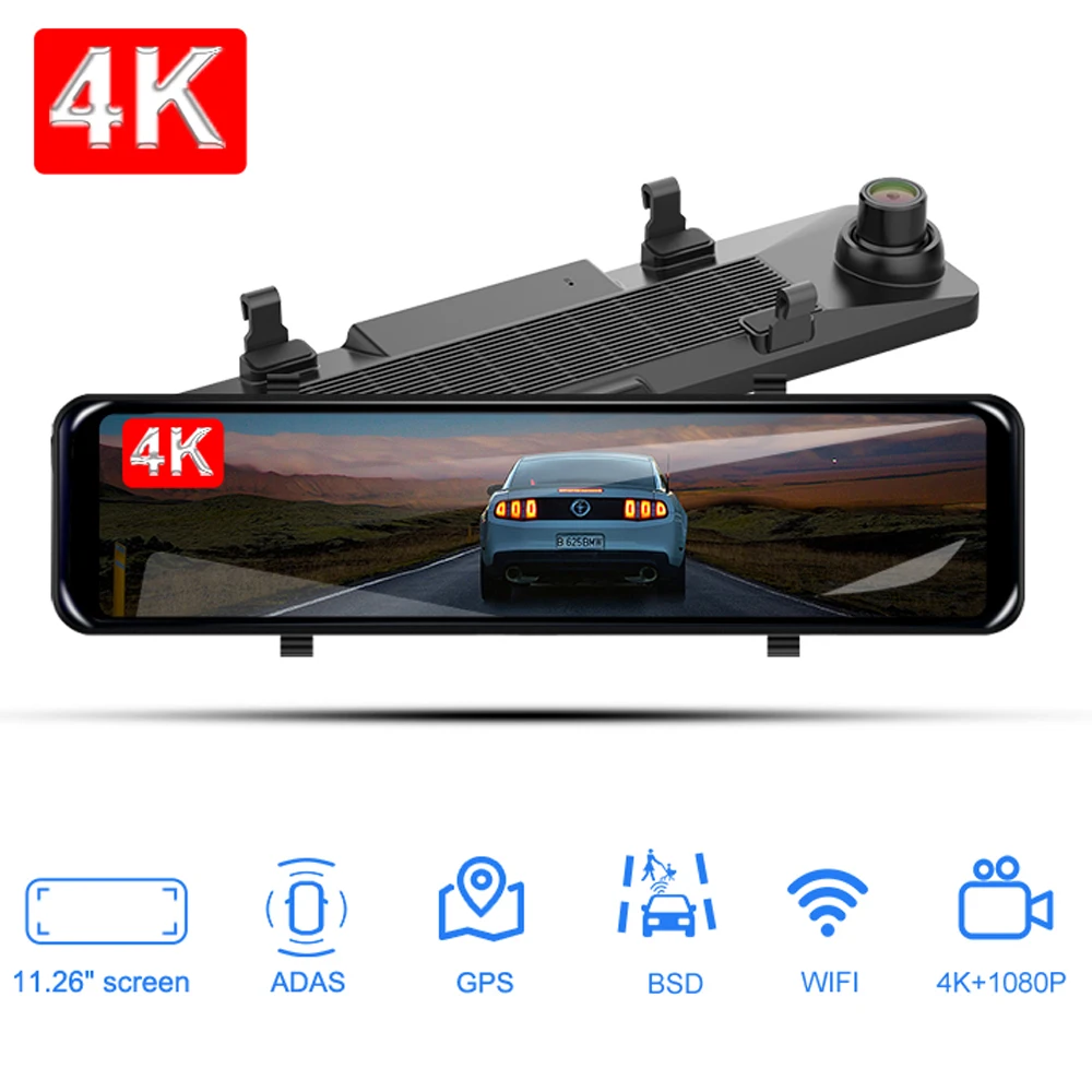 

Автомобильное зеркало заднего вида 2024 дюйма IPS 4K ADAS DVR камера S18 FHD 12,6 P GPS-Регистратор видеорегистратор с двойной камерой BSD