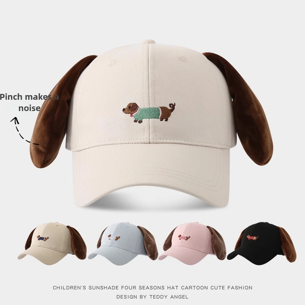 

Cute Dachshund Dog Ears Baseball Cap Women Wide Brim Big Face Showing Face Small Girl Singing Peaked Caps Bunny Ear Snapback Hat