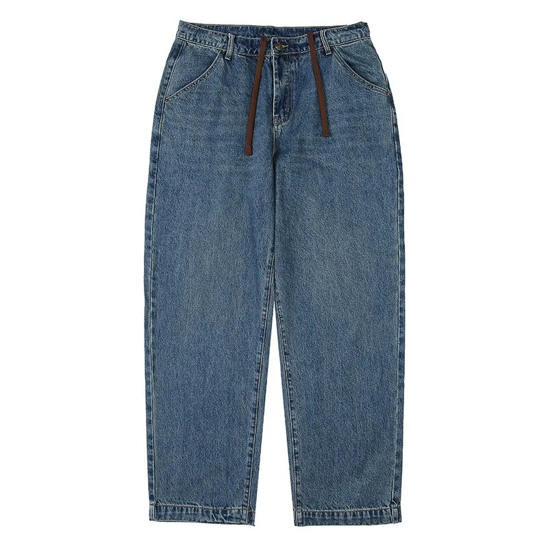MAQVOB Top Quality EU US Size Summer Luxury Brand Trendy Jeans Fashion Retro Drawstring Athletic-Fit Casual Jean Pants
