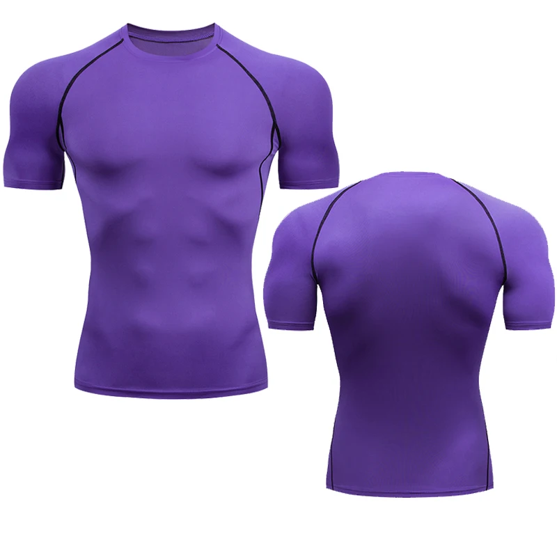 Men's Running Compression T-Shirt Short Sleeve Sports Tee Gym Fitness Muscle Sport Shirt Jogging Wear High Quality Athletic Tops