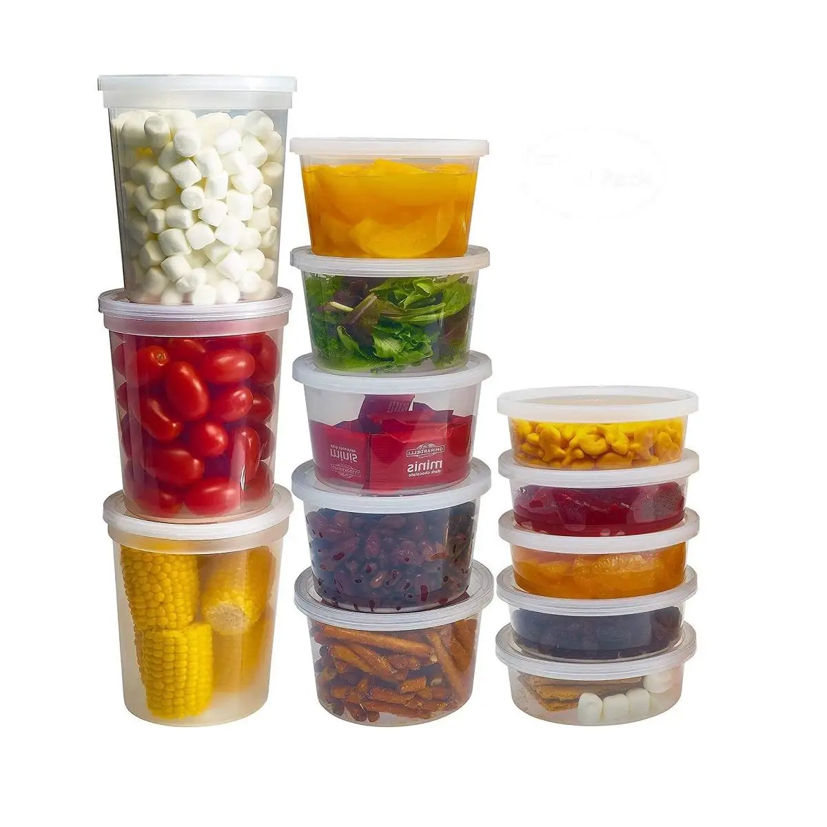 Plastic Storage Containers with Lids 8oz 16oz 32oz Reusable Food Containers Microwavable Freezer Friendly Dishwasher safe