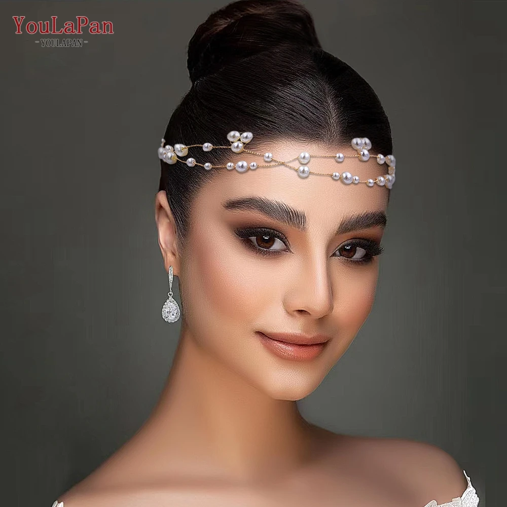 

YouLaPan Elegant Gold Color Simulated Pearl Hairband Perfect for Women's Wedding Party and Banquet Headpiece Accessory HP36