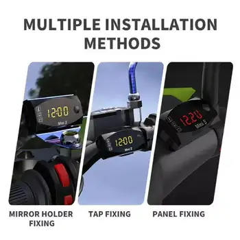 Motocyklový auto DC 6V-30V 3 v 1 digitální časový teploměr s voltmetrem a napětím IP67 vodotěsný tester s monitorem baterie 8 nejlepší prodej 6voltový měřič - №3