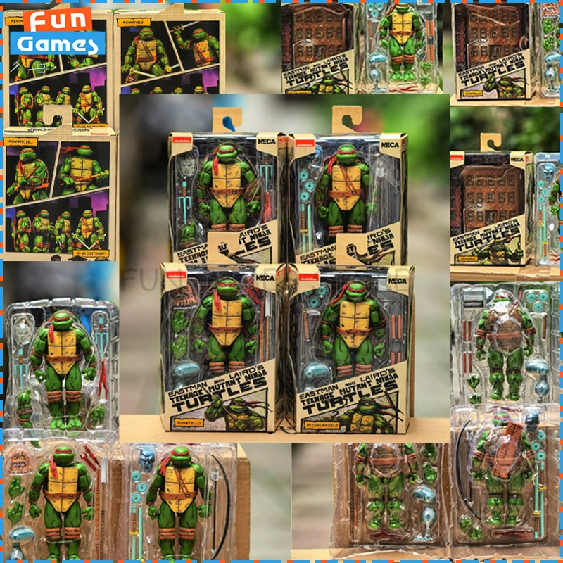 

2025 New NECA TMNT Back To New York Anime Figure 15cm Leo Raphael Don Mikey Action Figures Deluxe Edition Toys Birthday Gift