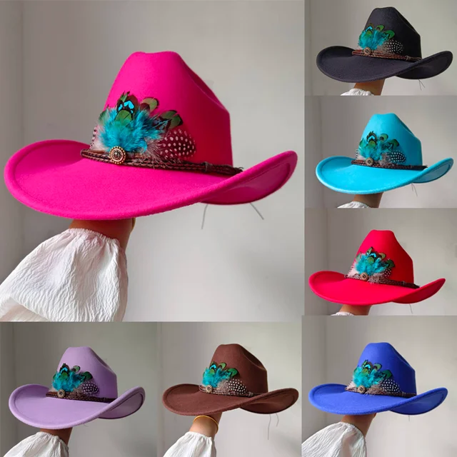 Nowy 9CM kapelusz kowbojski z szerokim rondem dla mężczyzn Vintage Fascinator Cowgirl Jazz Hat Cloche Church Caps Sombrero Hombre