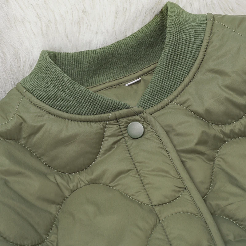 Lightweight Quilted Jacket Women\'s 2026 Solid Color New Chic Casual Warm Long-Sleeved Button Up Overcoat Winter Clothing