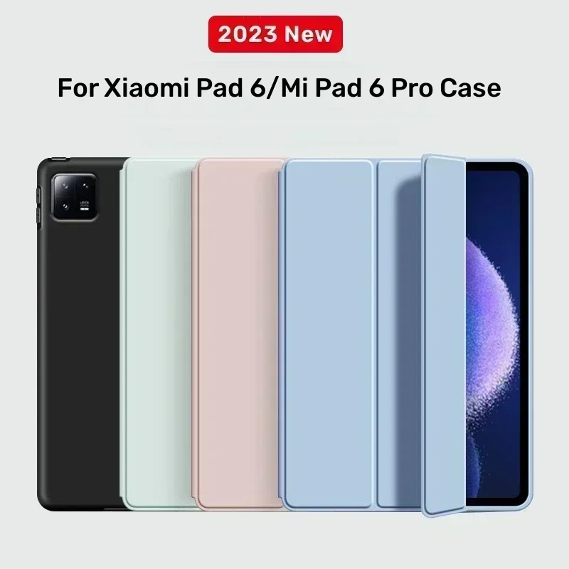Casing pintar untuk Xiaomi Pad 6 2023 11 inci PU kulit lipat tiga penutup magnetik Funda untuk Xiaomi Mi Pad 6 MiPad 6 Pro 2023 casing