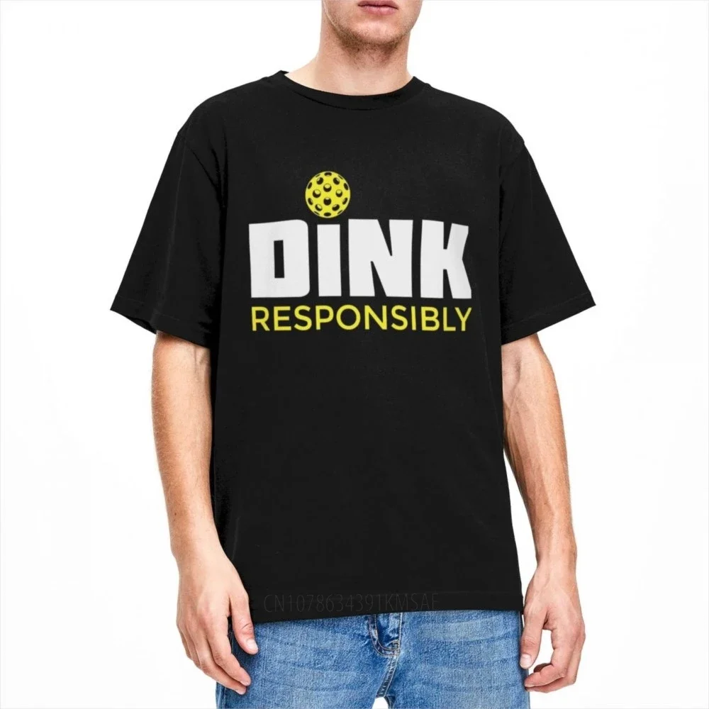 Men Women Dink Responsibly Pickleball Shirt Accessories Novelty Cotton Paddle Sport T Shirts Tee Clothing Summer