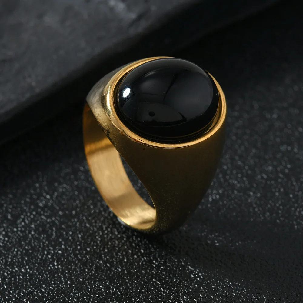 HNSP 316L Edelstahl Vintage-Ring für Damen, Schwarz, Rosa, Grün, Tigerauge, Steinringe, Fingerschmuck, Accessoires, große Größe – Detail 10