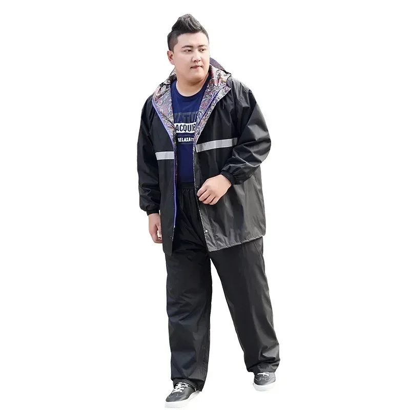 Plus Size Raincoat  Rain Pants MenLarge-sized Rain Gear Reflective Strip Oversized Rain Jacket Ride Rainwear