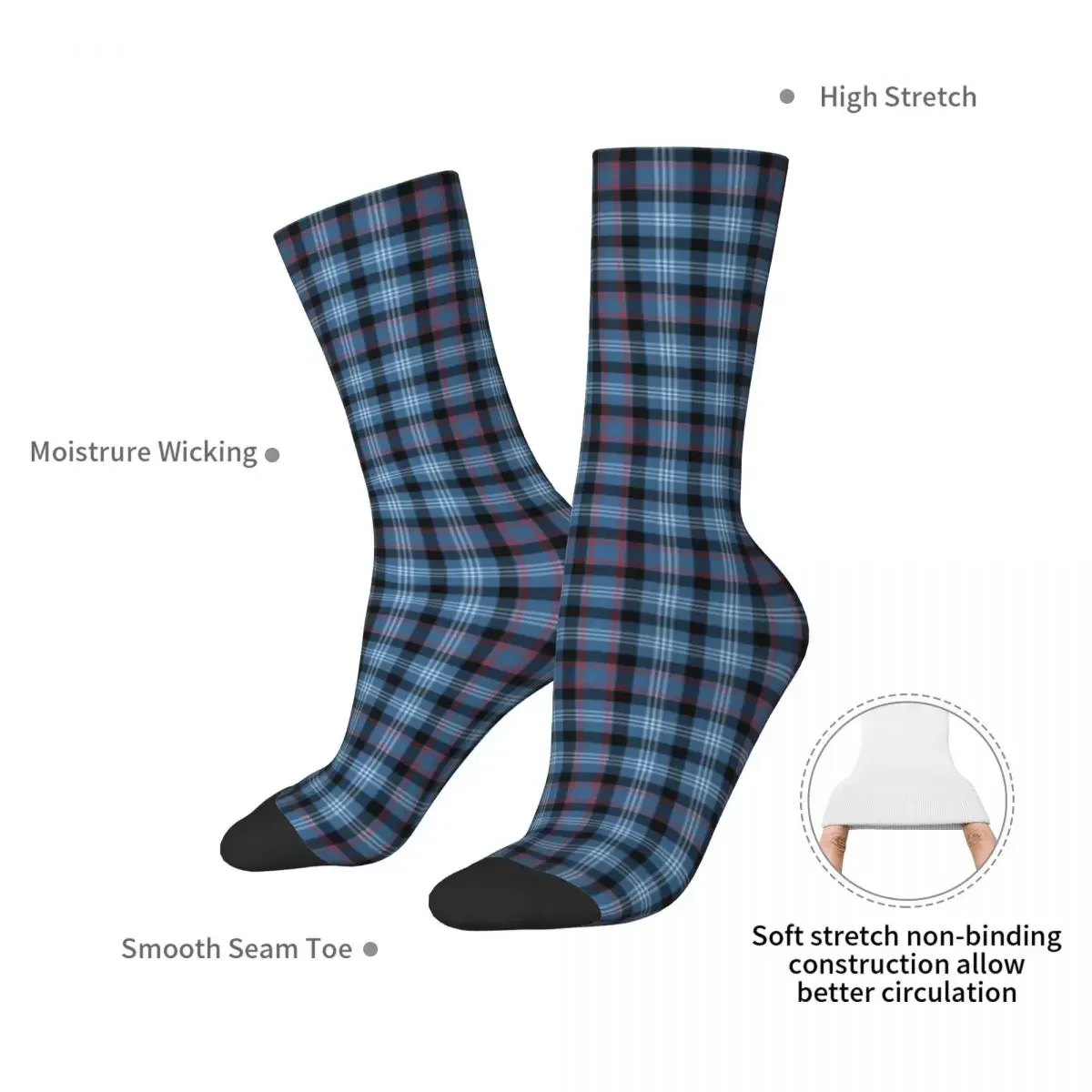 Fitzgerald Tartan Pattern Blue Irish Plaid Socks Harajuku Super Soft Stockings All Season Long Socks Accessories Unisex Gifts