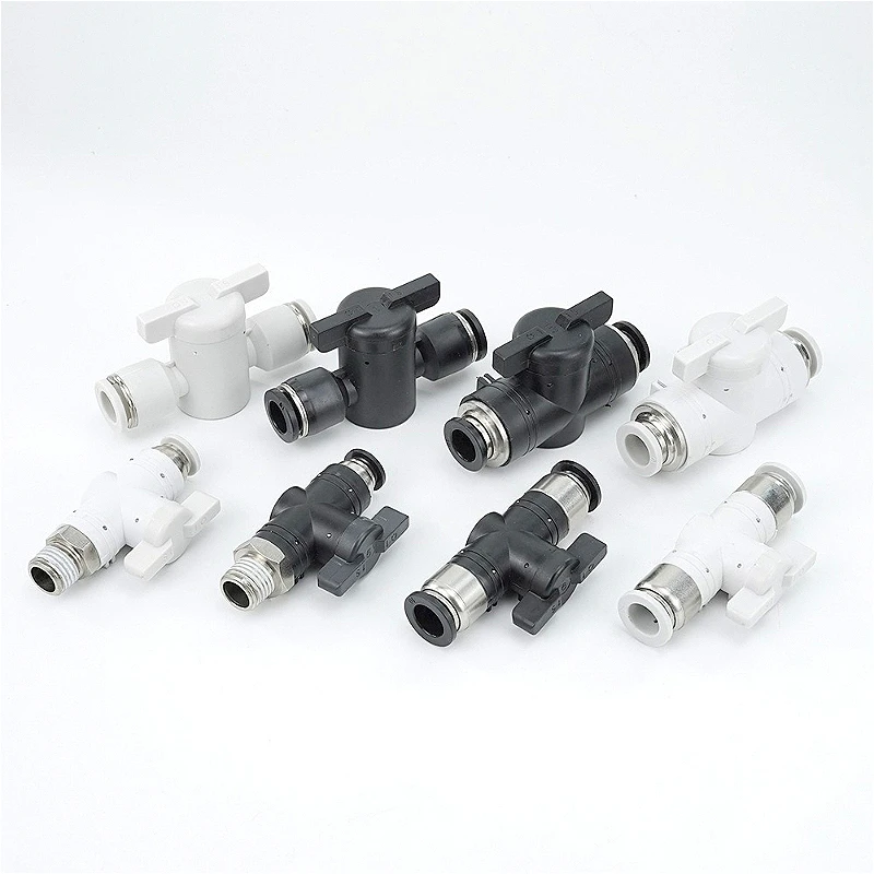Black White BUC-4mm/6mm/8mm/10mm/12mm Pneumatic Switch Quick Insertion PU Air Pipe Joint Hand Valve Current Limit Air Valve Ball
