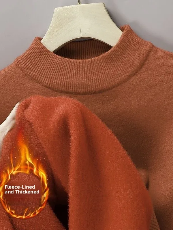 

Men's Knitted Fce Lined Thiened f High Collar Sweater Warm Slim Fit Inner Wear Base irt Trendy Winter Casual Top