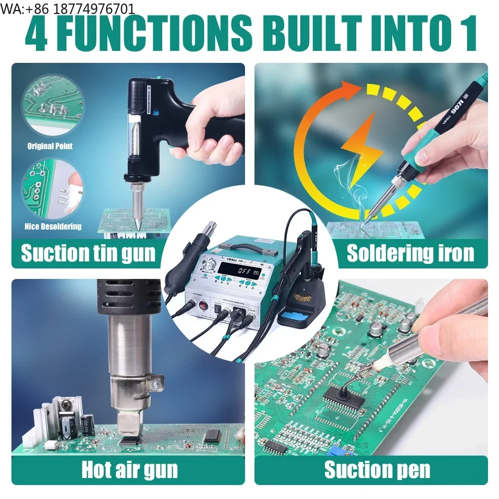 

Паяльная станция YIHUA 948-II 4-в-1: термофен, паяльник, отсос для припоя, интеллектуальная паяльная станция