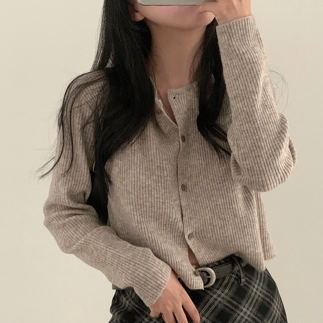 

Versatile Autumn Knitwear Long Sve Single Button Versatile Korean Sle Women's Sweater for School Street Sle Travel And...