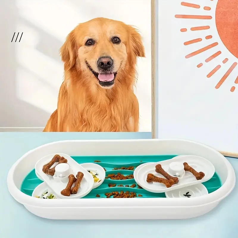 Multi-funcional Pet Bowl, Slow Food, Dog Bowl, Puzzle Rotativo, Anti-asfixia, High Edge, Circundante, Anti-splash, Dog Bowl