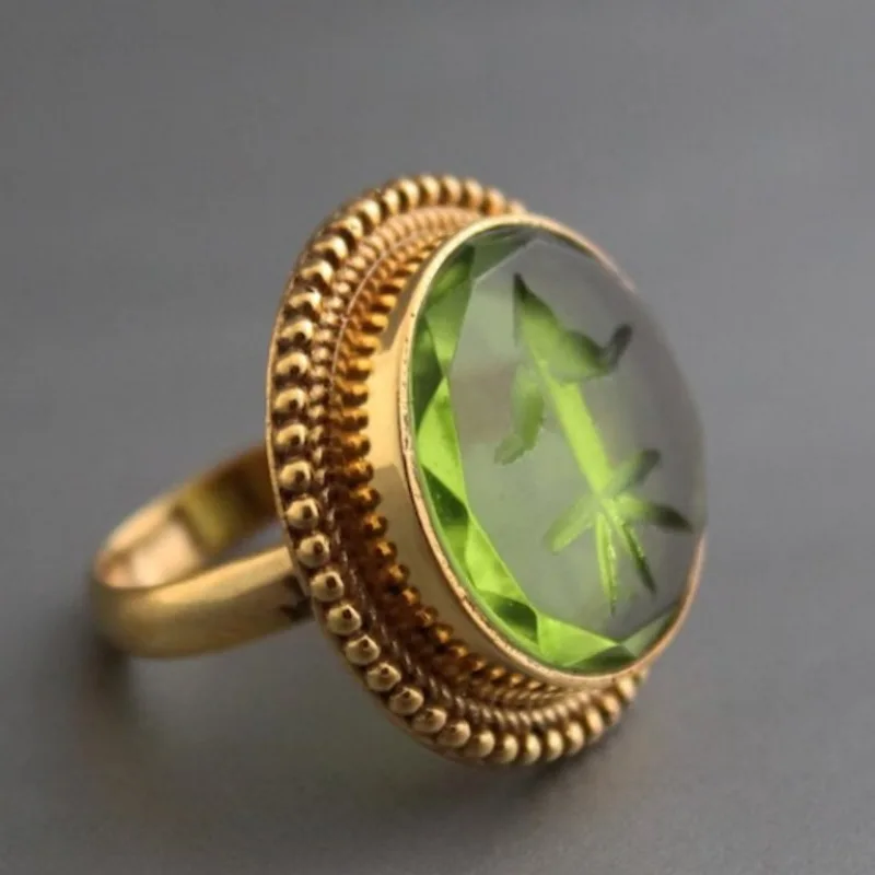 خاتم عتيق من الحجر الأخضر هدية الذكرى السنوية لعيد الميلاد وحفلات الارتداء اليومي والاحتفال بمجوهرات إكسسوار أنيق للاحتفال #3