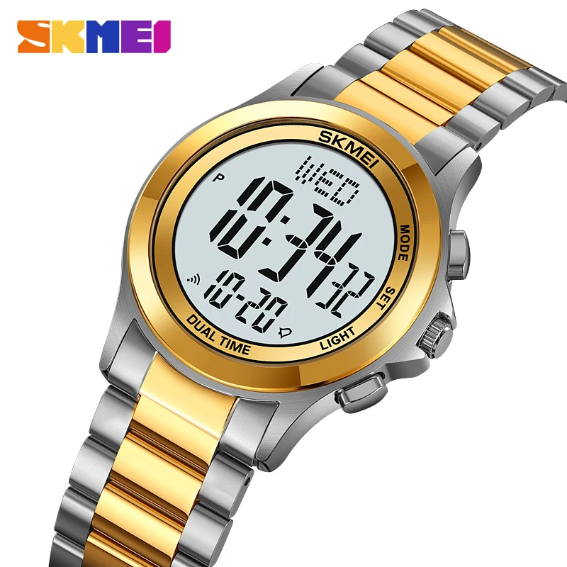 SKMEI Full Steel Back Light Sport Watches Mens Digital Countdown 3Bar Waterproof Stopwatch Wristwatch Alarm Relojes para hombres