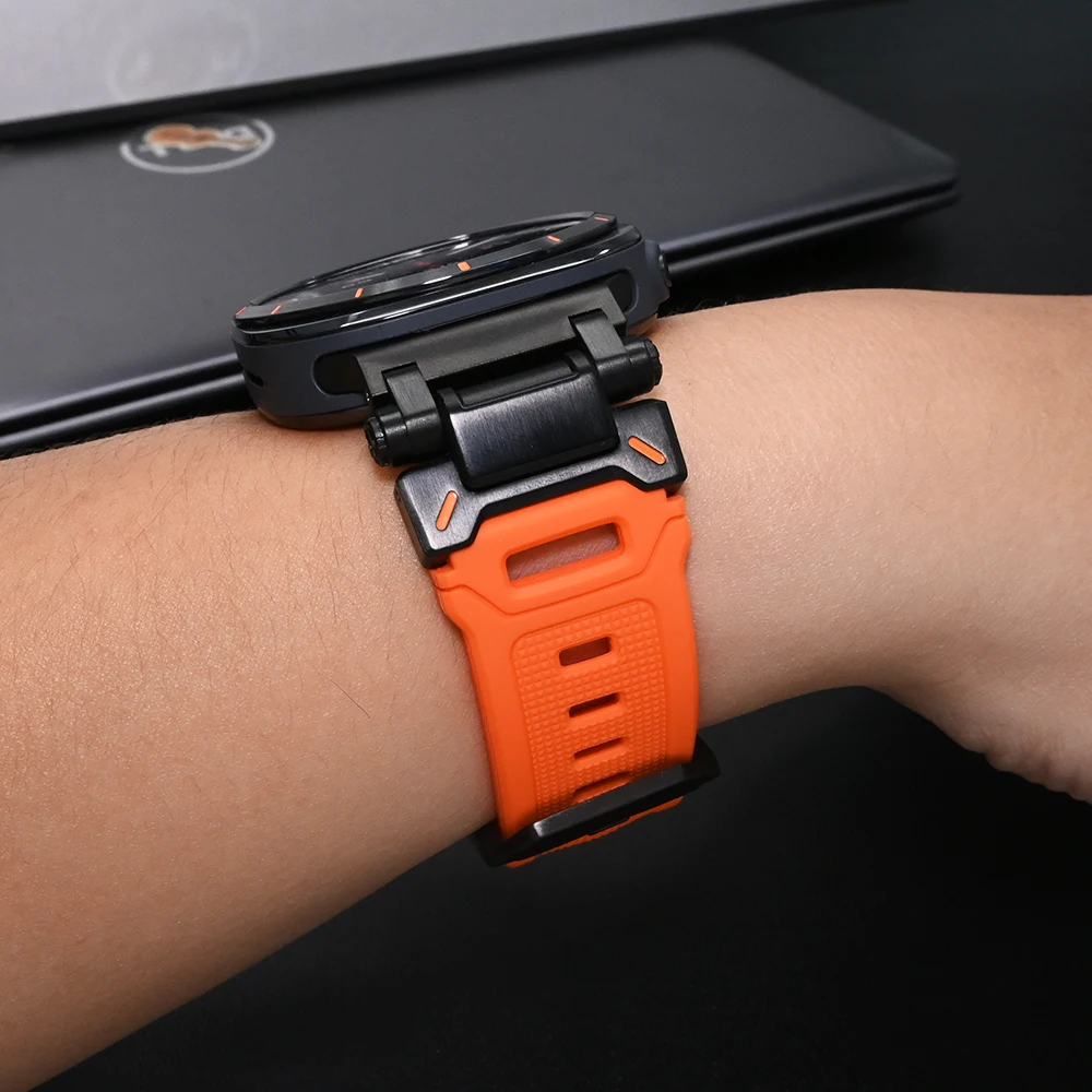 Pulseira de silicone para Samsung Galaxy Watch, Sports Metal Band, sem lacunas curvo pulseira final, 47mm