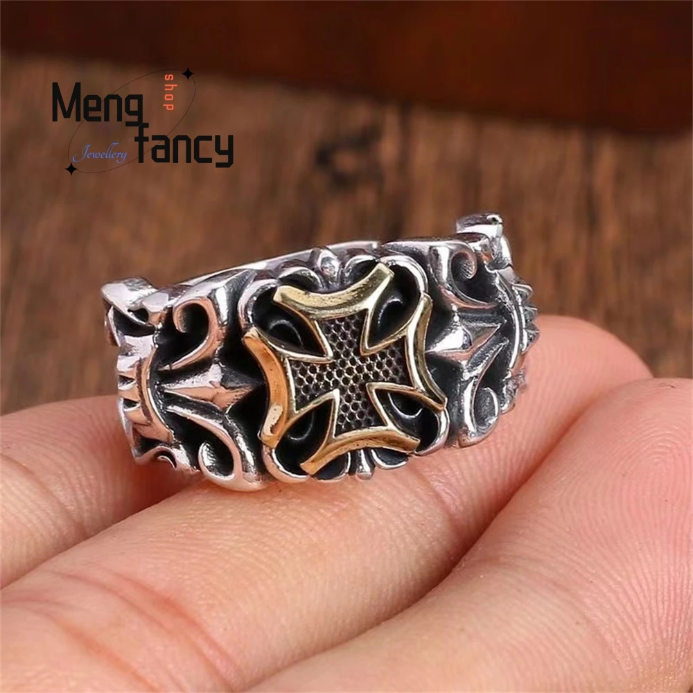 Hochwertiger Retro-Kreuz-Anker-Ring, personalisierter Hip-Hop-Punk, trendiger Live-Ring für Herren, Modeschmuck, exquisit, elegant, beliebt