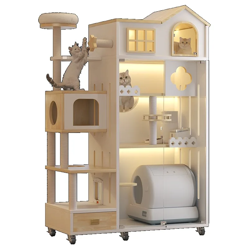 Household indoor cat house, can put automatic cat litter box, integrated cat cage