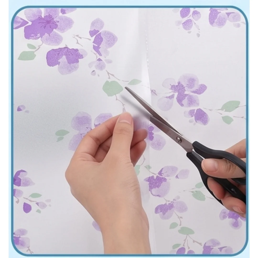 Self‑Adhesive Purple Floral Vine Window Film Frosted Privacy Glass Sticker Decorative Anti‑UV Window Sticker for Home Bedroom