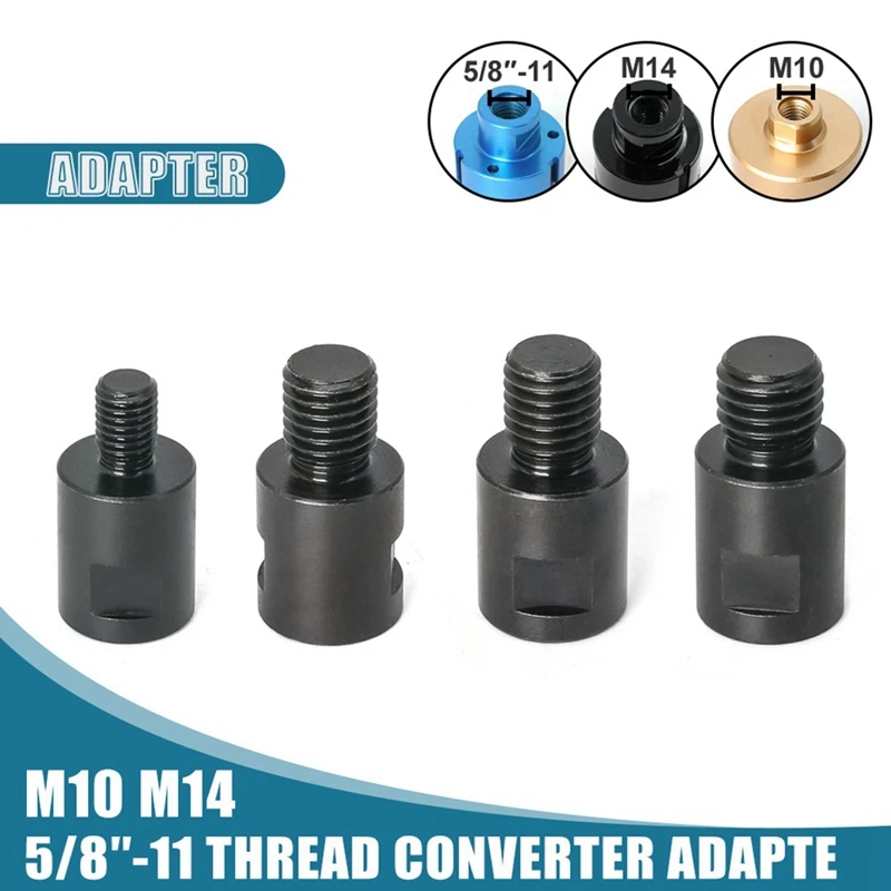 PWS 4Pcs M14 M10 5/8 Inch-11 Adapter Angle Grinder Thread Converter Adapter Shaft Connector Polished For Drill Bits Hole Saw