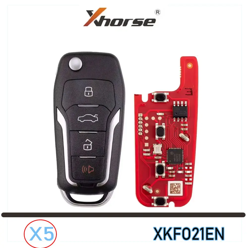 

5 шт. Xhorse XKFO21EN Проводной дистанционный ключ в стиле Ford, 2-го поколения, 4 кнопки, для VVDI2 Key Tool, английская версия