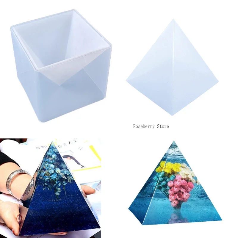 Large Pyramid Silicone Molds Big Pyramid Resin Mold Epoxy Resin Casting Molds with Plastic Stand Base for Jewelry Casting