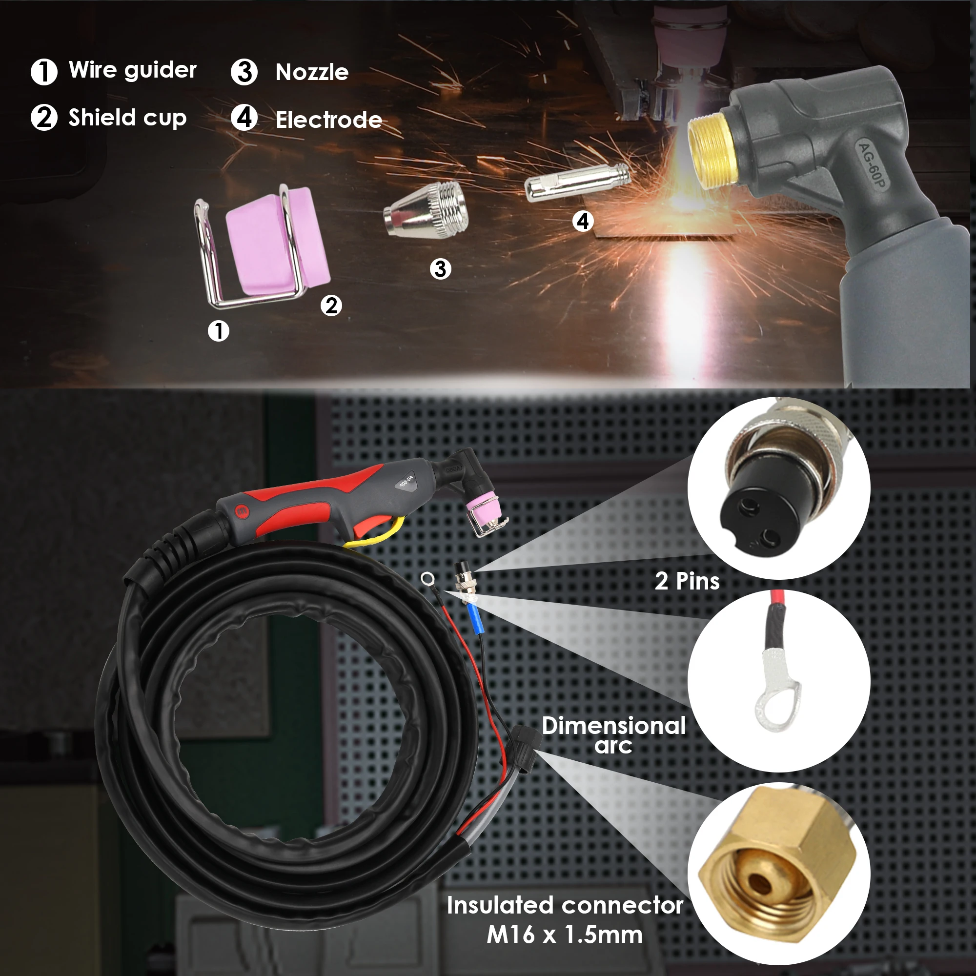 Cortador de plasma HEROCUTCUT55P, máquina de corte de plasma de 55Amps com 220V, cortadores de plasma de potência do inversor IGBT digital de arco piloto