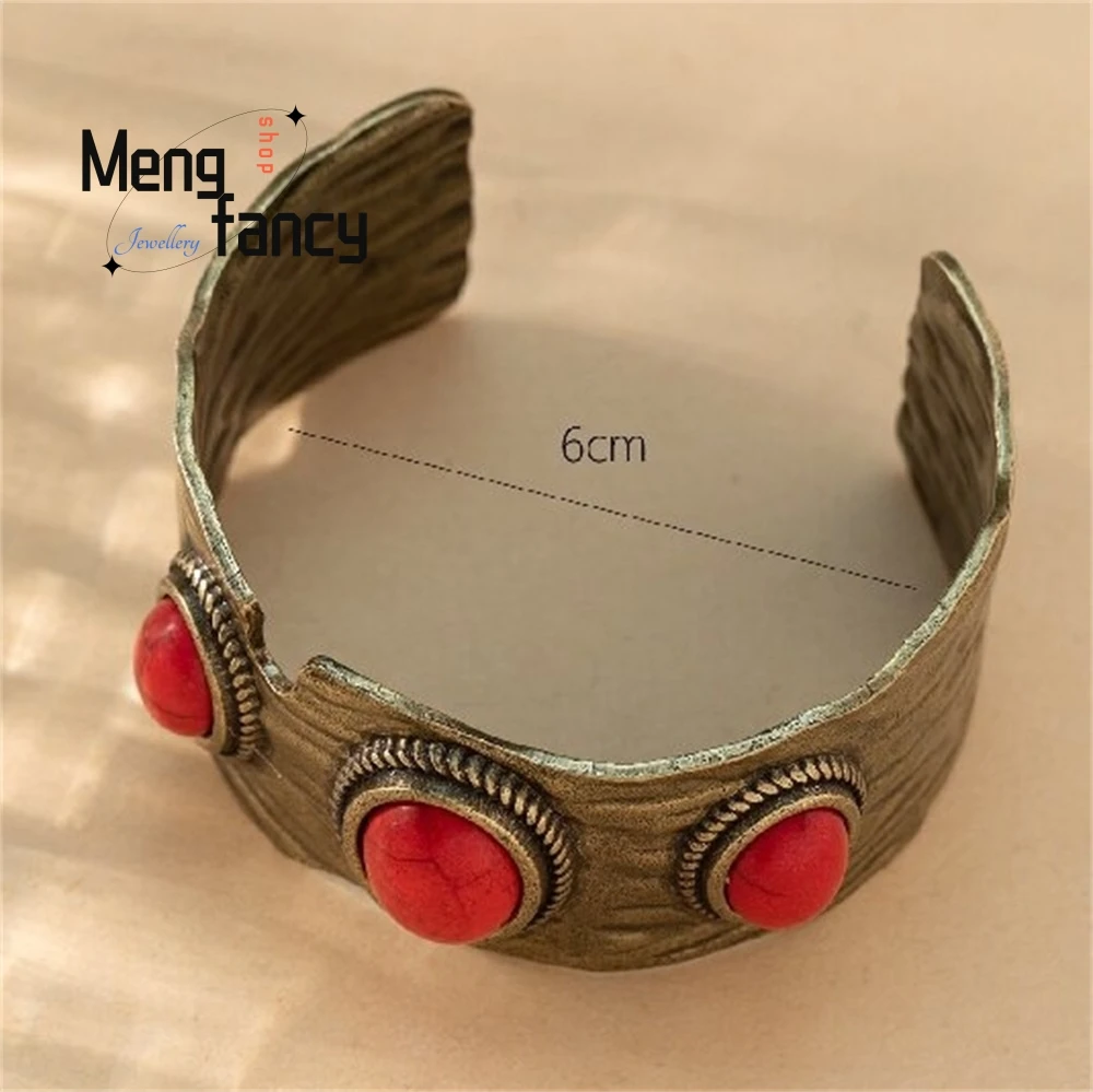 

High-Grade New Bohemian Style Simple Fashionable Oval Patterned Turquoise Bracelet Elegant Fashion Jewelry Exquisite Best