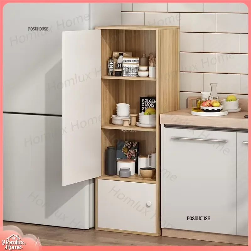 Modern Multilayer Vertical Kitchen Cabinets Wooden Storage Cabinet for Tableware Tea Set Living Room Home Organization