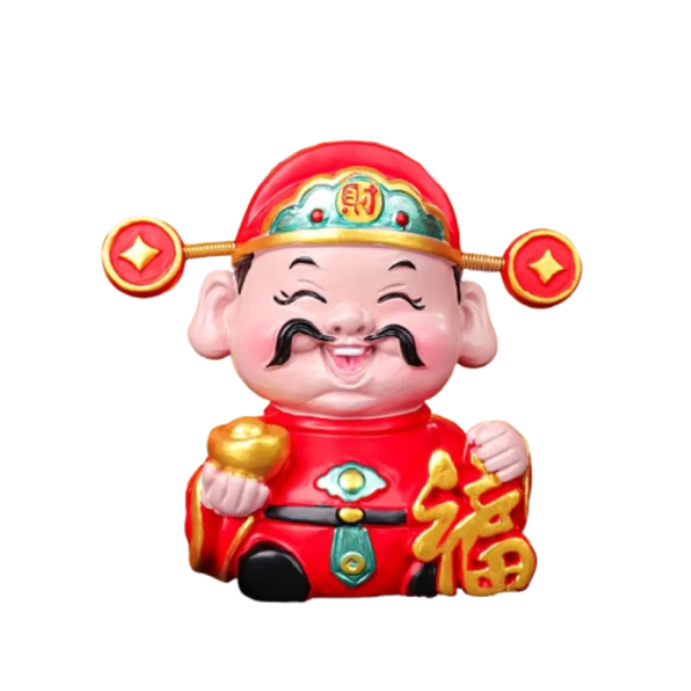 

Cartoon Chinese God of Wealth Figurine Blessing Mini God of Fortune Figurine Resin Lucky New Year Statue