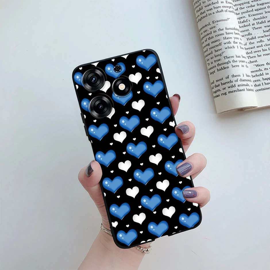 For Tecno Spark 10 Pro Phone Case Spark10 Pro KI7 Cases Cover Soft TPU Silicone Black Bumper for Tecno Spark 10pro Shell Flower