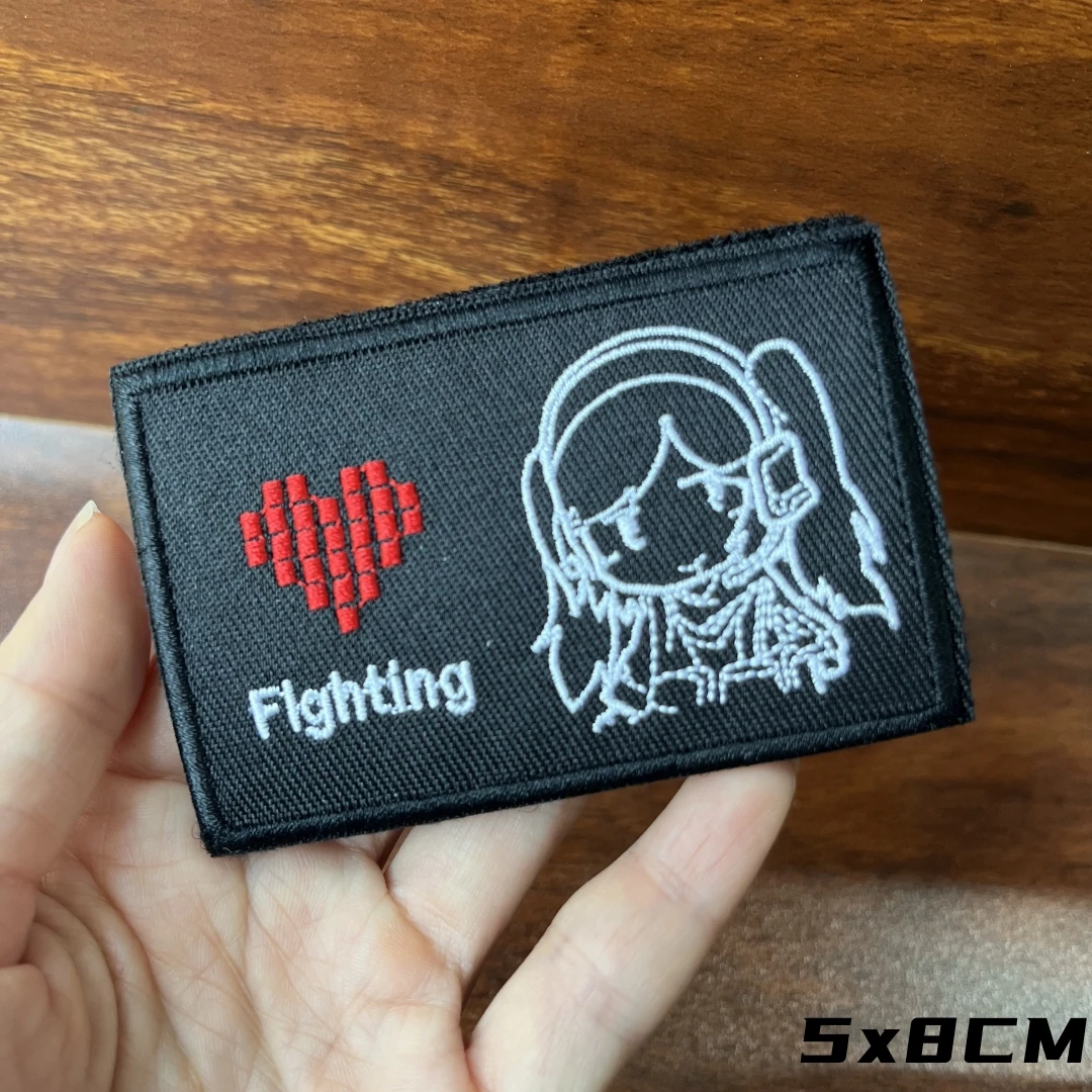 Beckii Cruel Fighting Embroidered Hook and Loop Patches Tactical Morale Emblem Anime Girl Military Armband Backpack Sticker