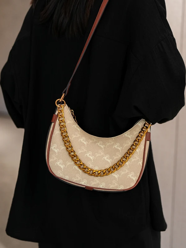 

Faionable Luxury Simple Chain Underarm Bag Women's Crossbody Bag Versatile Retro 2025 New Sle Briti Sle Soft PU Leather