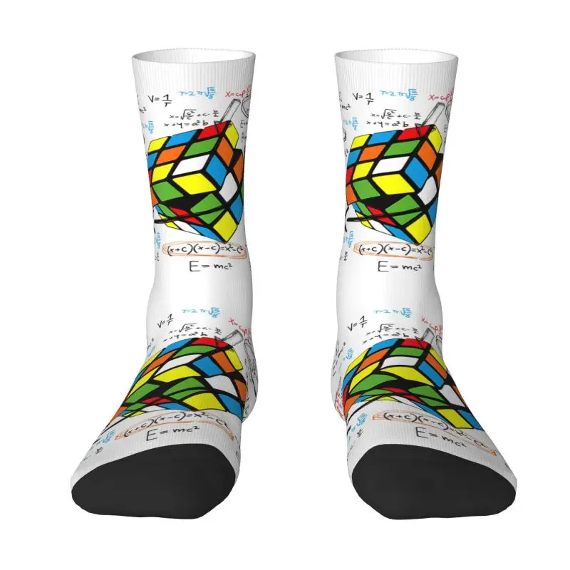 Math Rubix Rubixs Cube Men's Crew Socks Unisex Fun Spring Summer Autumn Winter Dress Socks