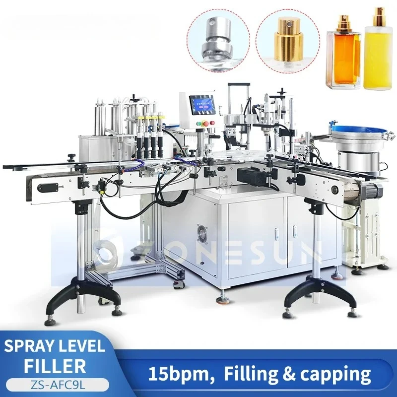 Zonesun ZS-AFC9L Automatic Perfume Bottle Vacuum Filling Machine Perfume Crimping Machine Perfume Bottle Packaging Monoblock