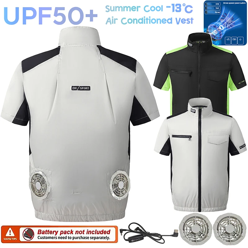 Short-Sleeved Air-Conditioning Clothing with Built-In Fan for Construction Site Cooling Windy Upgrade Comfortable Air Conditioni