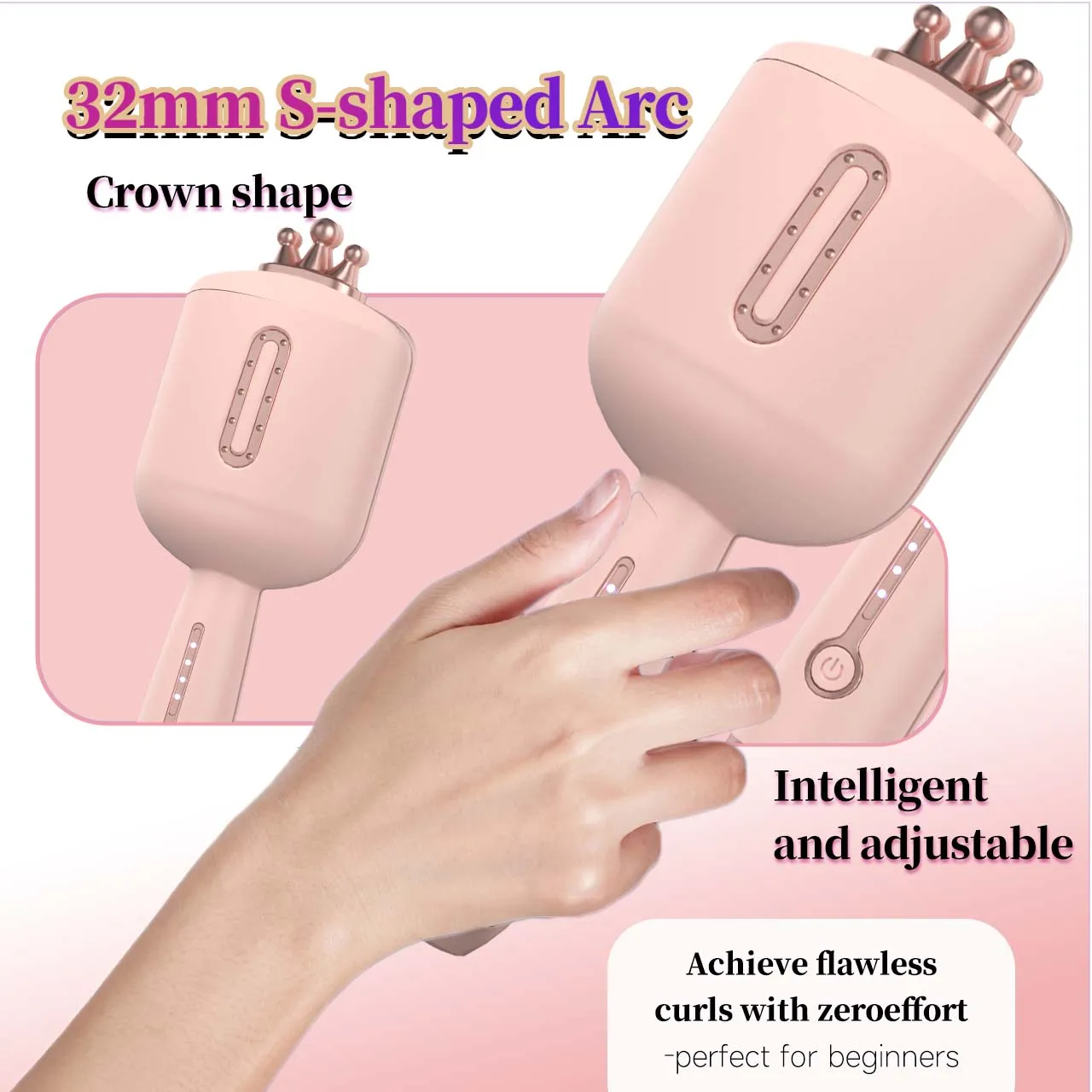 

Waver Curling Iron, 1.25 Inch Beach Waves Curling Wand, Ionic Hair Waver with Anti-Scald Hair Crimper, Easy to Use