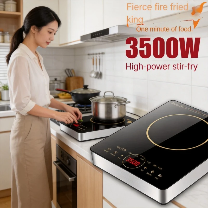 3500W High Power Multifunctional Intelligent Induction Cooker Waterproof Household Integrated Cooking Hob for Stir Frying