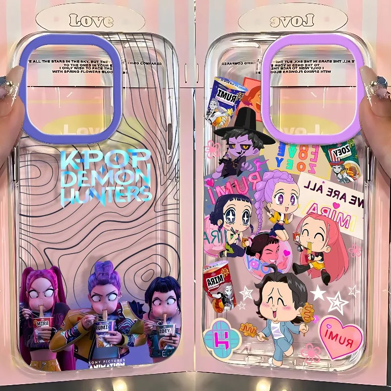 

KPop Demons Hunters Phone Case For iPhone 16 15 14 13 12 11 Pro Max Mini X XS SE4 7 Plus 16E Shockproof Transparent Cover Fundas